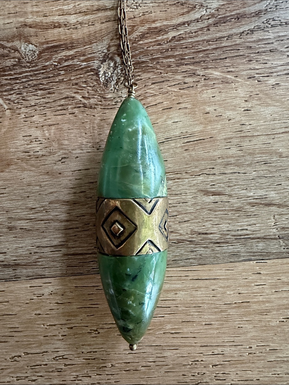 Pamela Love Green Jade Pendant Necklace with Gold Accent